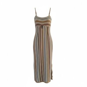 Revolve Suboo Luella Multi Color Striped Key Hole Maxi Contemporary Dress Size L